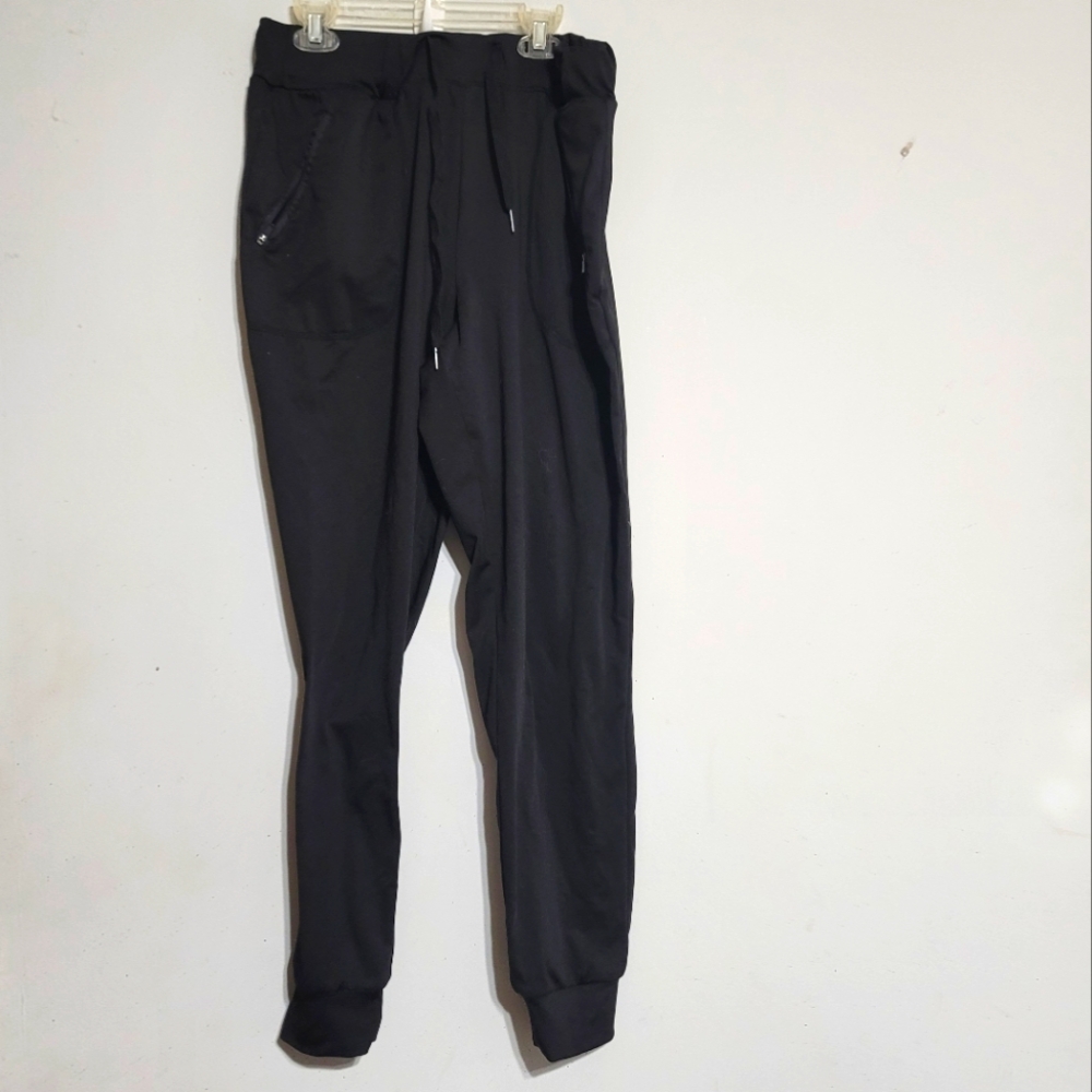 Womens Adrienne Vittadini Black Joggers Size‎ Large Workout Athletic Loungewear
